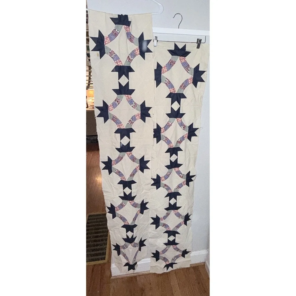 Pair Of Unfinished Quilt Top Patriotic Stars Table Runners Primitive Country